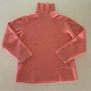 Comme Ca Du Mode Men 100% Rum wool Pink Ribbed Turtleneck Sweater